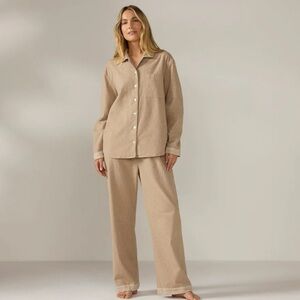Coyuchi Women's Cloud Brushed Organic Flannel
Pajama Set Camel Heater $198 S